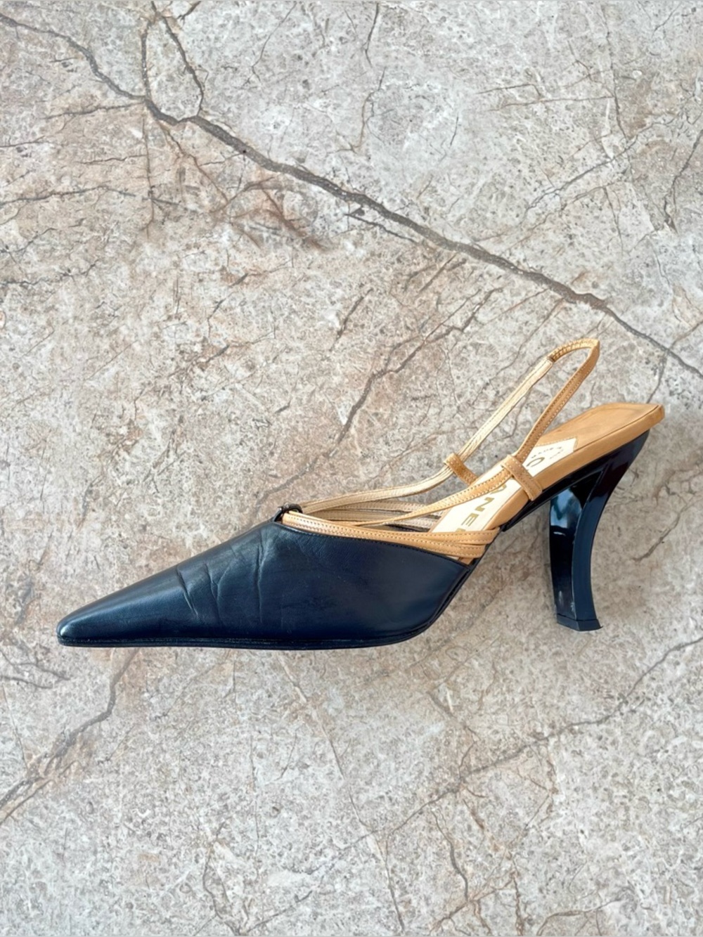 Chanel Fall 2000 Two-Tone Multi-Strap Comma Heel Slingbacks - Picture 9 of 13